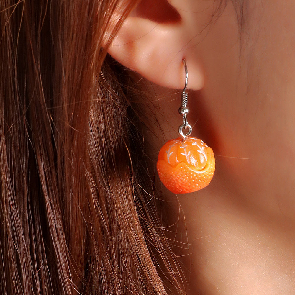 Orange Earrings Long Earrings Girls Big Earrings Ear Clips