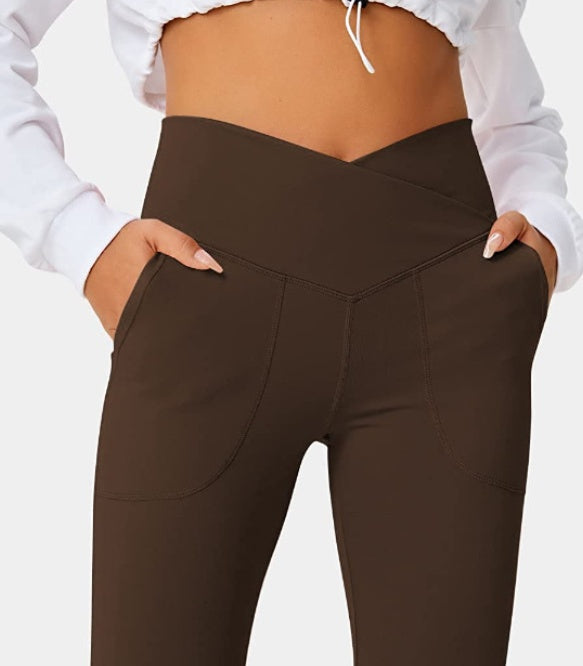 Spring Women's Workout Exercise Pants Akimbo Pants Split Flared Pants