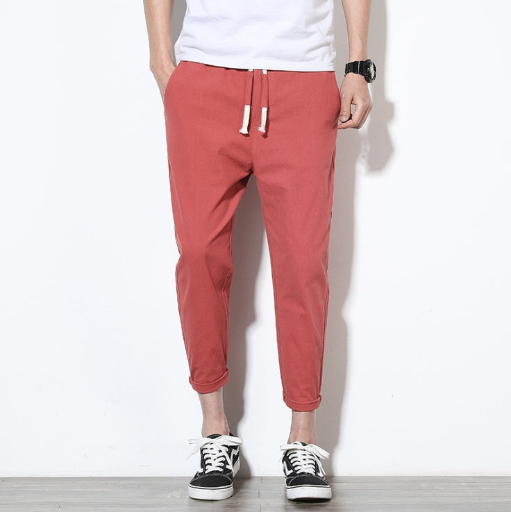 Summer men's pants pants linen Korean trend loose casual pants feet cotton Mahal pants men's pants