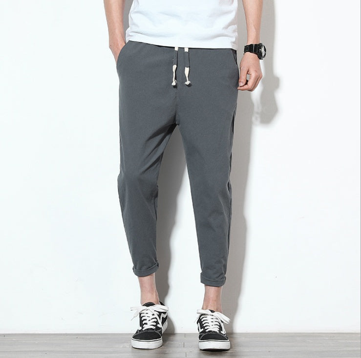 Summer men's pants pants linen Korean trend loose casual pants feet cotton Mahal pants men's pants