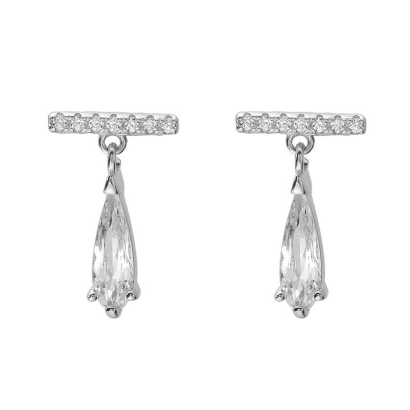 One Word Earrings Temperament Earrings Zircon Drop Earrings Women's Earrings