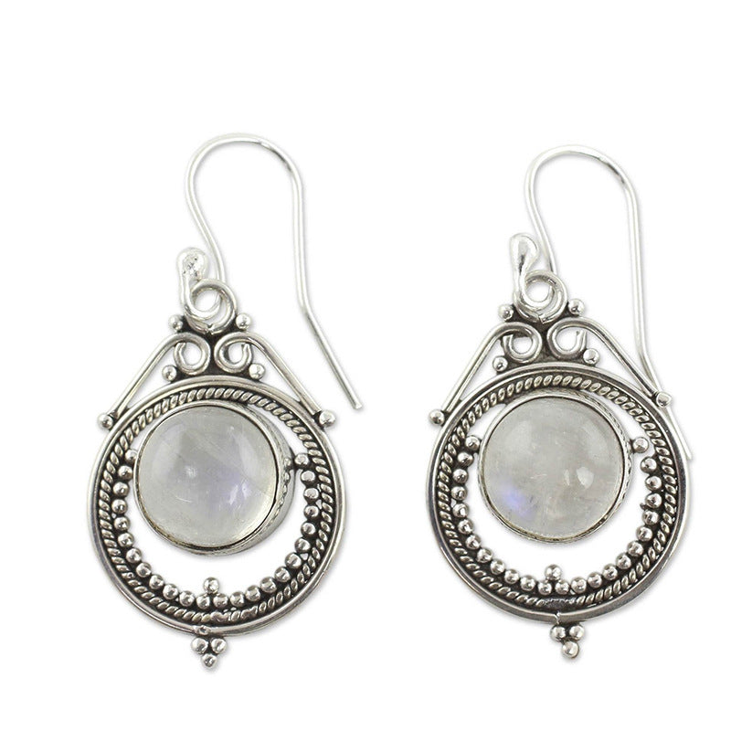 Retro Moon Moonlight Gemstone Earrings Ladies Earrings Earrings