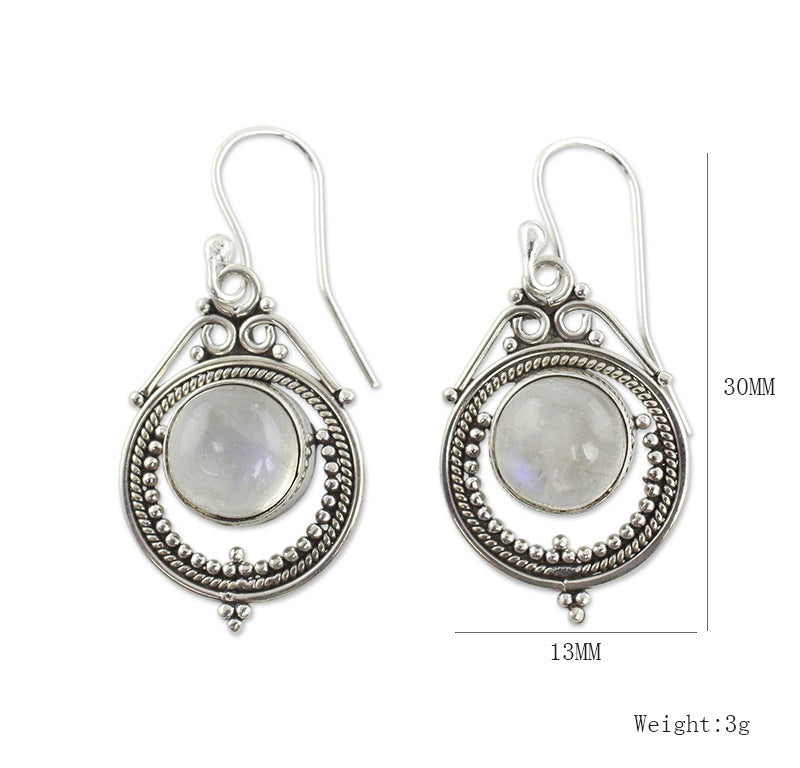 Retro Moon Moonlight Gemstone Earrings Ladies Earrings Earrings