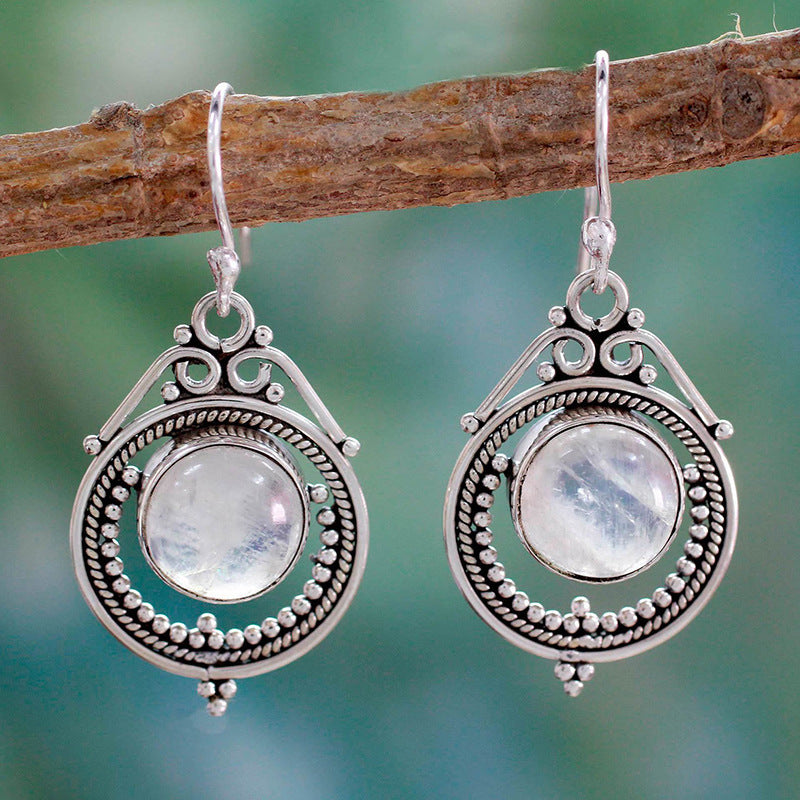 Retro Moon Moonlight Gemstone Earrings Ladies Earrings Earrings