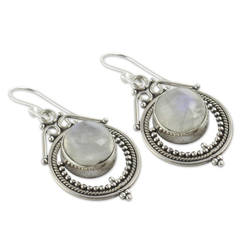 Retro Moon Moonlight Gemstone Earrings Ladies Earrings Earrings