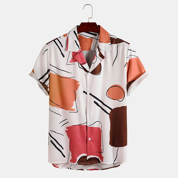 Men's Shirt Printed Loose Short Sleeve Shirt