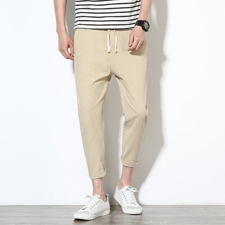 Summer men's pants pants linen Korean trend loose casual pants feet cotton Mahal pants men's pants