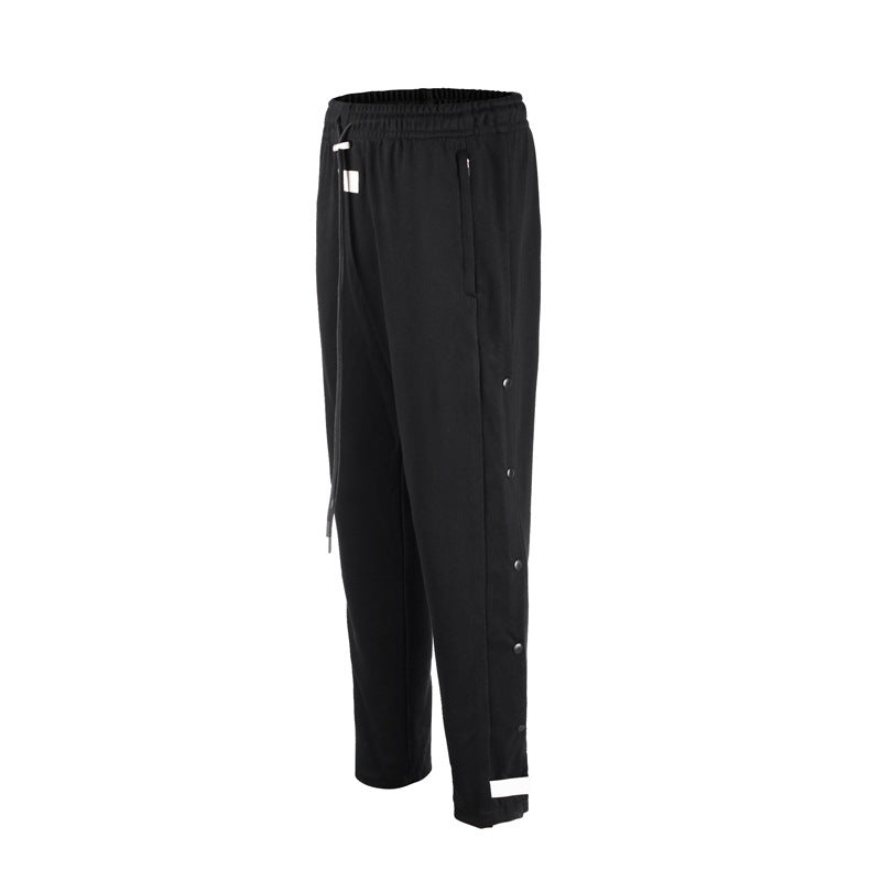 Buttoned sports sweat pants casual pants