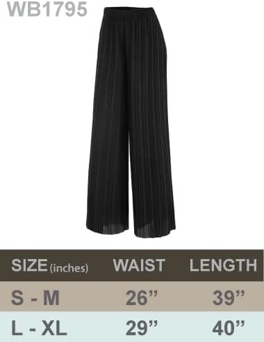 Lock and Love Womens Pleated Wide Leg Palazzo Maxi Pants with Drawstring or Elastic Band