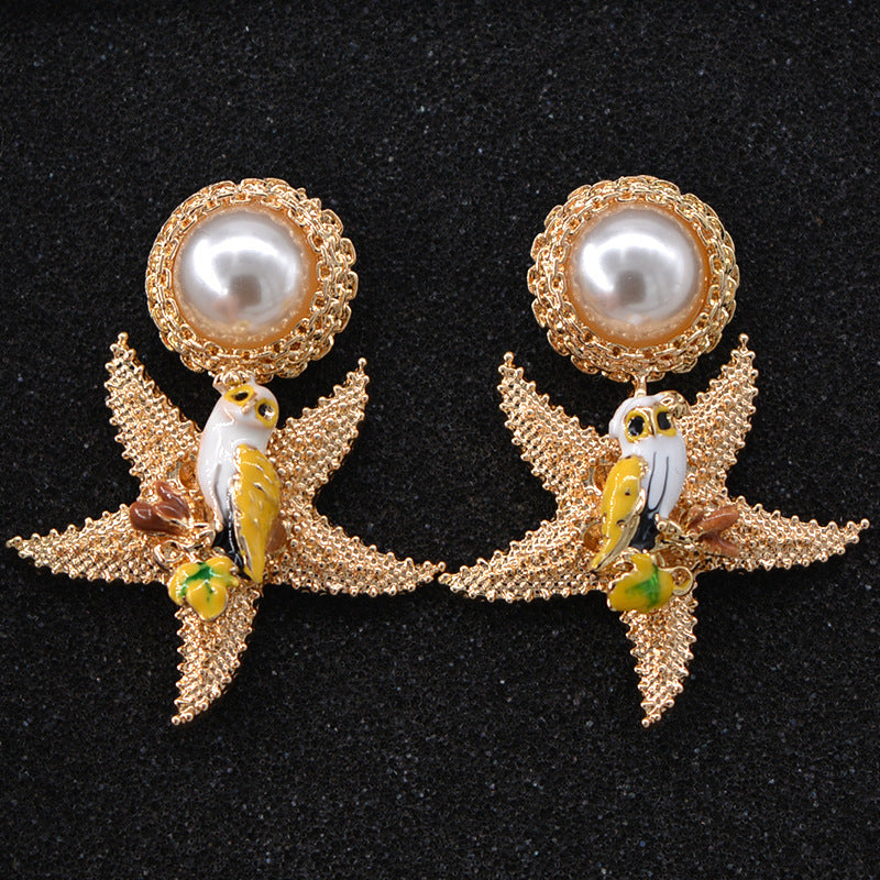 Starfish Pearl Earrings Earrings Korean Fashion Earrings