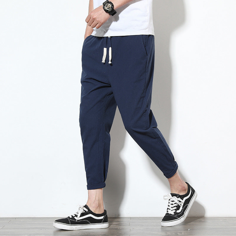 Summer men's pants pants linen Korean trend loose casual pants feet cotton Mahal pants men's pants