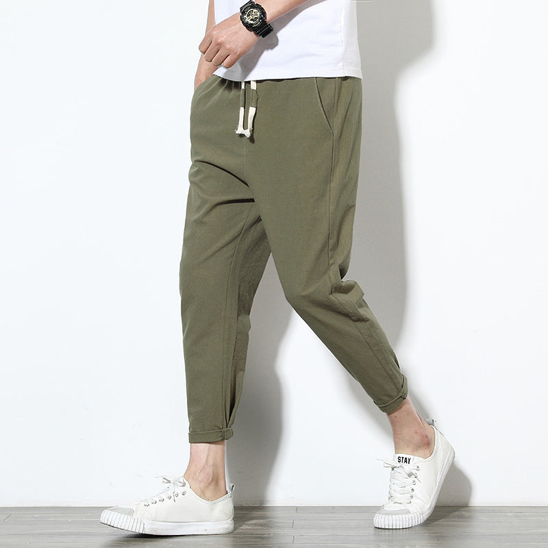 Summer men's pants pants linen Korean trend loose casual pants feet cotton Mahal pants men's pants