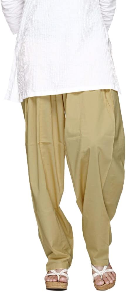 ladyline Plain Cotton Salwar Pants with Drawstring Closure Indian Baggy Pants for Women Yoga