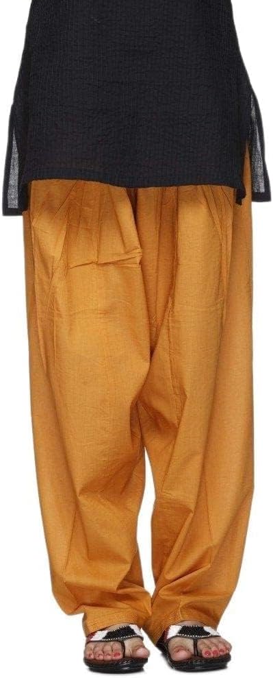 ladyline Plain Cotton Salwar Pants with Elastic Closure Indian Baggy Pants for Women Yoga