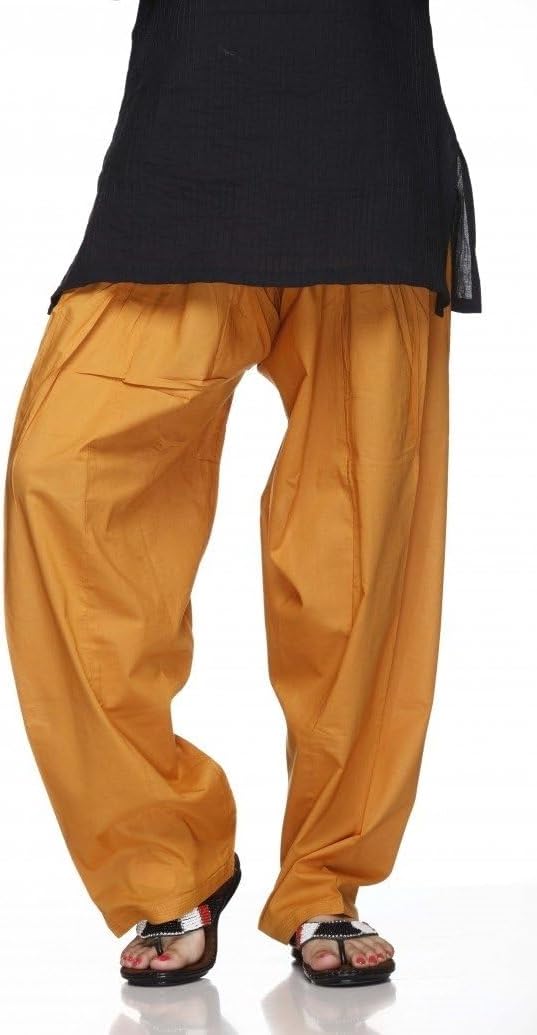 ladyline Plain Cotton Salwar Pants with Elastic Closure Indian Baggy Pants for Women Yoga