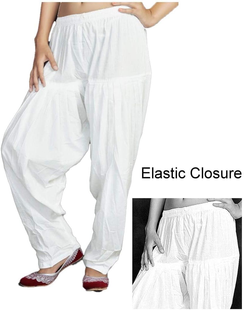 ladyline Plain Cotton Salwar Pants with Elastic Closure Indian Baggy Pants for Women Yoga