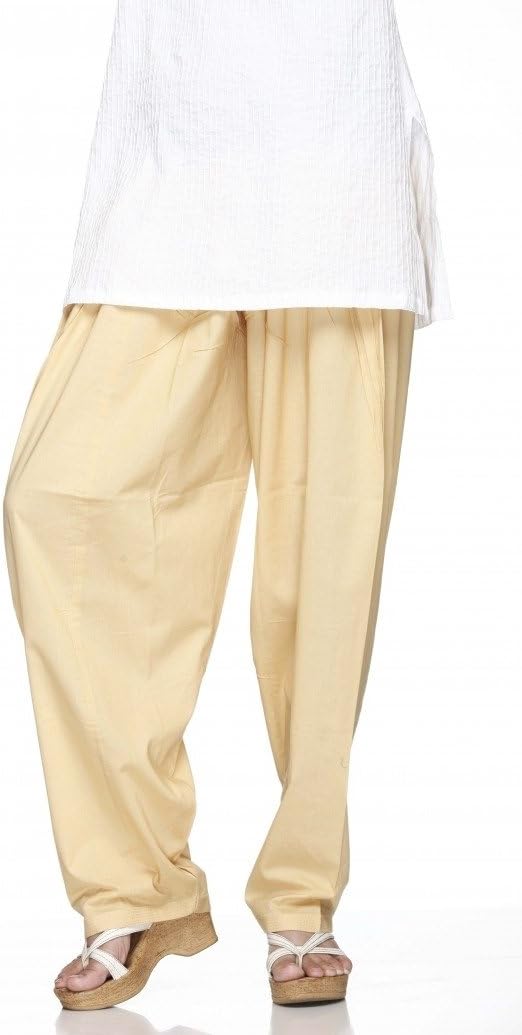 ladyline Plain Cotton Salwar Pants with Elastic Closure Indian Baggy Pants for Women Yoga