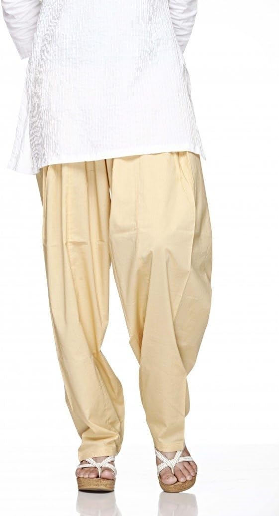 ladyline Plain Cotton Salwar Pants with Elastic Closure Indian Baggy Pants for Women Yoga