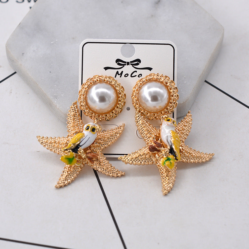 Starfish Pearl Earrings Earrings Korean Fashion Earrings