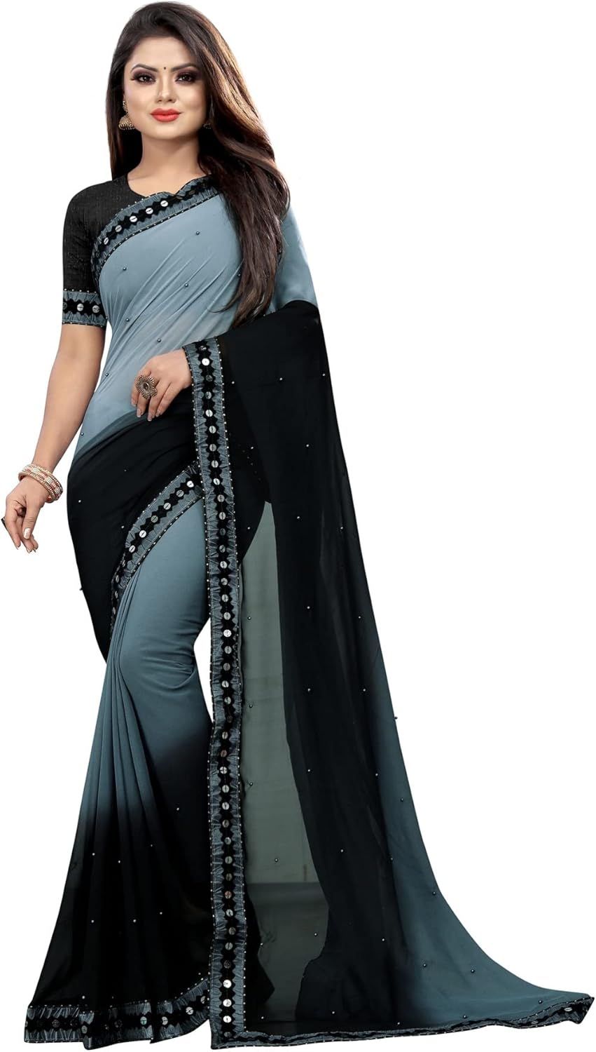 Women's Georgette Indian Saree with Blouse Piece