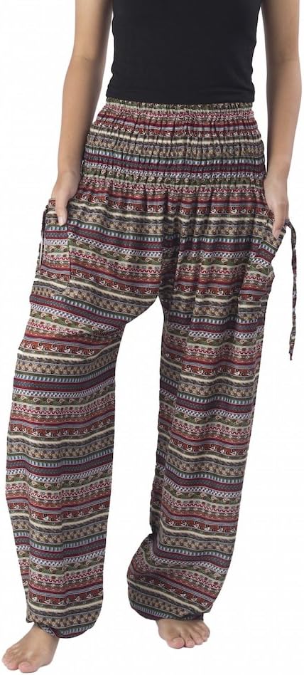 Lannaclothesdesign Harem Pants Women High Waist Bohemian Yoga Pants with Pockets - Boho Hippie Clothes