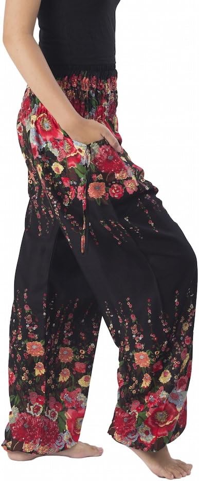 Lannaclothesdesign Harem Pants Women High Waist Bohemian Yoga Pants with Pockets - Boho Hippie Clothes