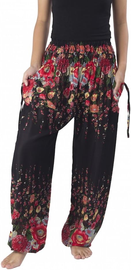 Lannaclothesdesign Harem Pants Women High Waist Bohemian Yoga Pants with Pockets - Boho Hippie Clothes