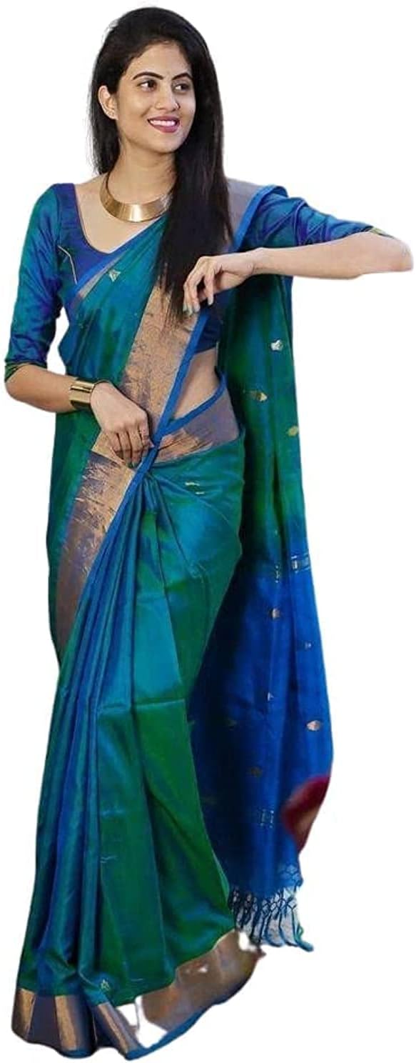 Women's Kanjivaram Soft Silk Saree With Blouse Piece 6.3metres