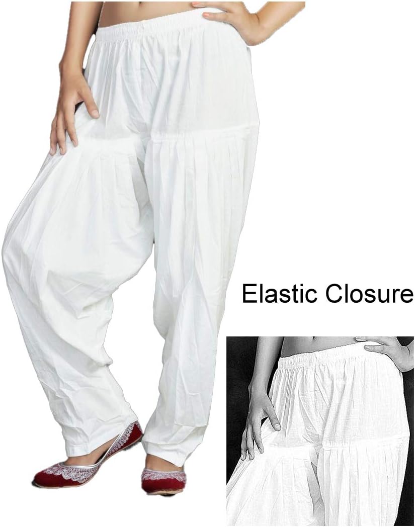 ladyline Plain Cotton Salwar Pants with Elastic Closure Indian Baggy Pants for Women Yoga