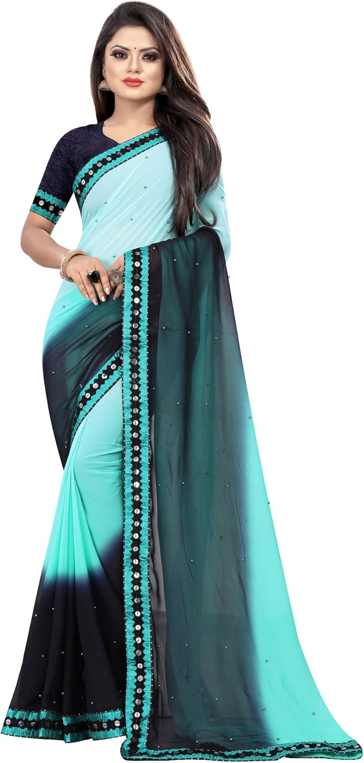 Women's Georgette Indian Saree with Blouse Piece