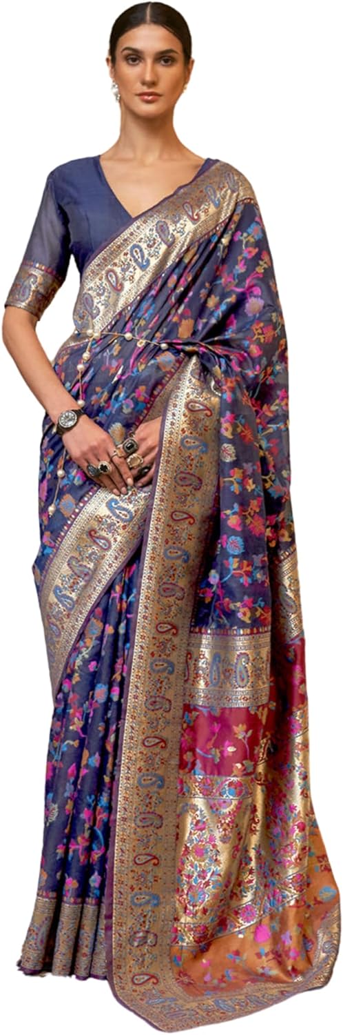 Women's Kanjivaram Soft Silk Saree With Blouse Piece 6.3metres