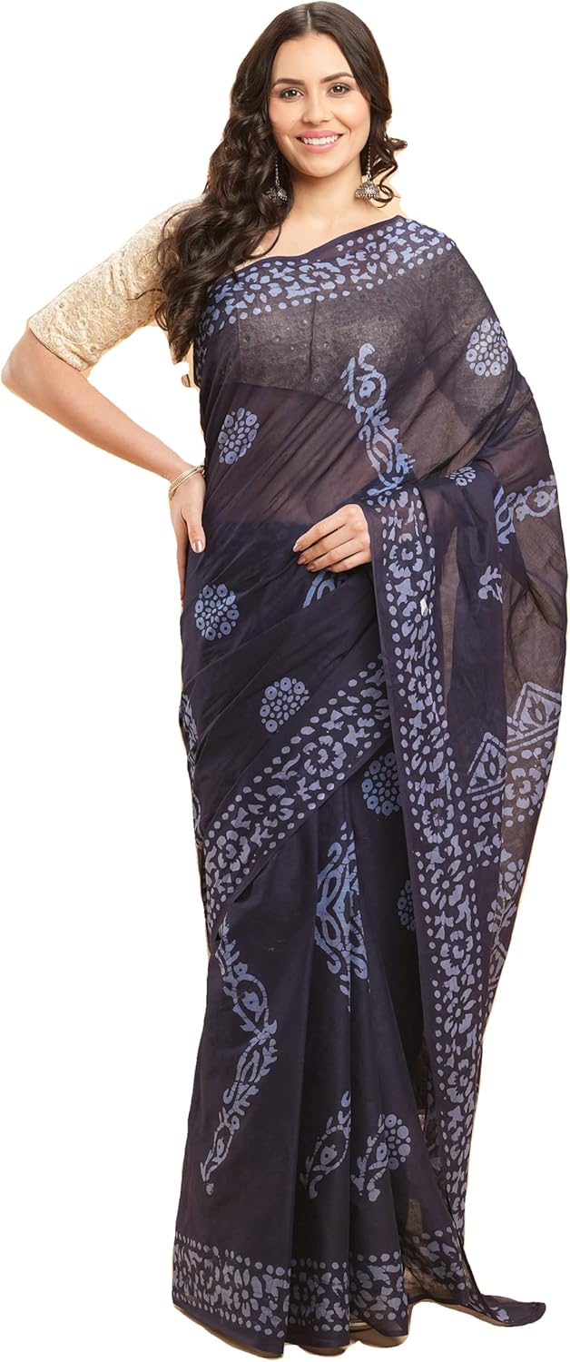 Temple Border Printed Sambalpuri Ikat Pure Cotton Saree - Traditional Elegance with Handcrafted Border Print