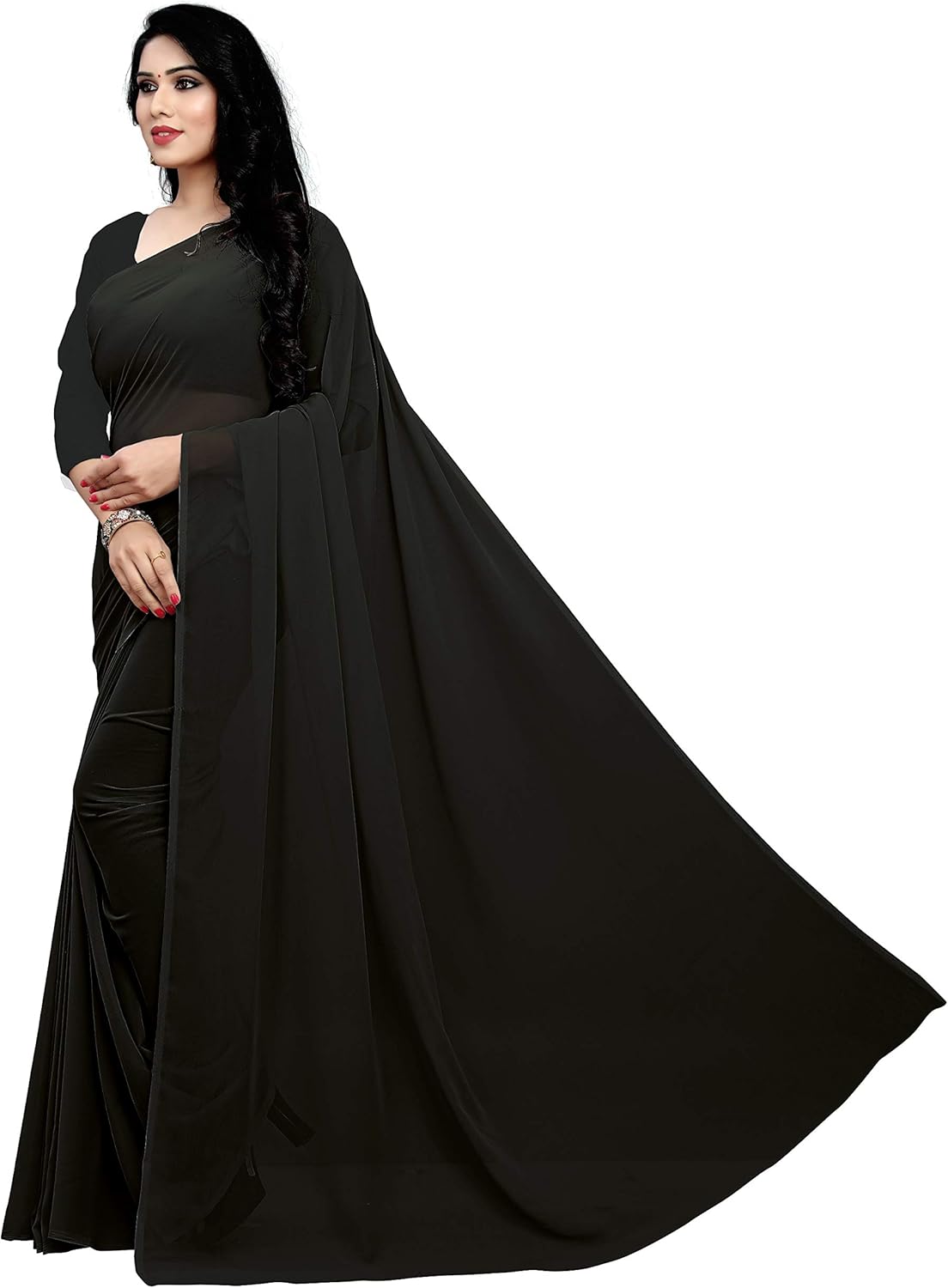 Women's Georgette Saree With Unstiched Blouse Piece