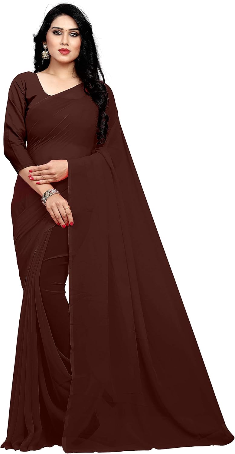 Women's Georgette Saree With Unstiched Blouse Piece