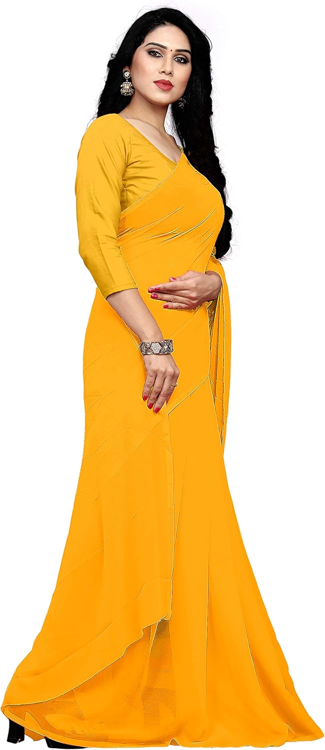 Women's Georgette Saree With Unstiched Blouse Piece