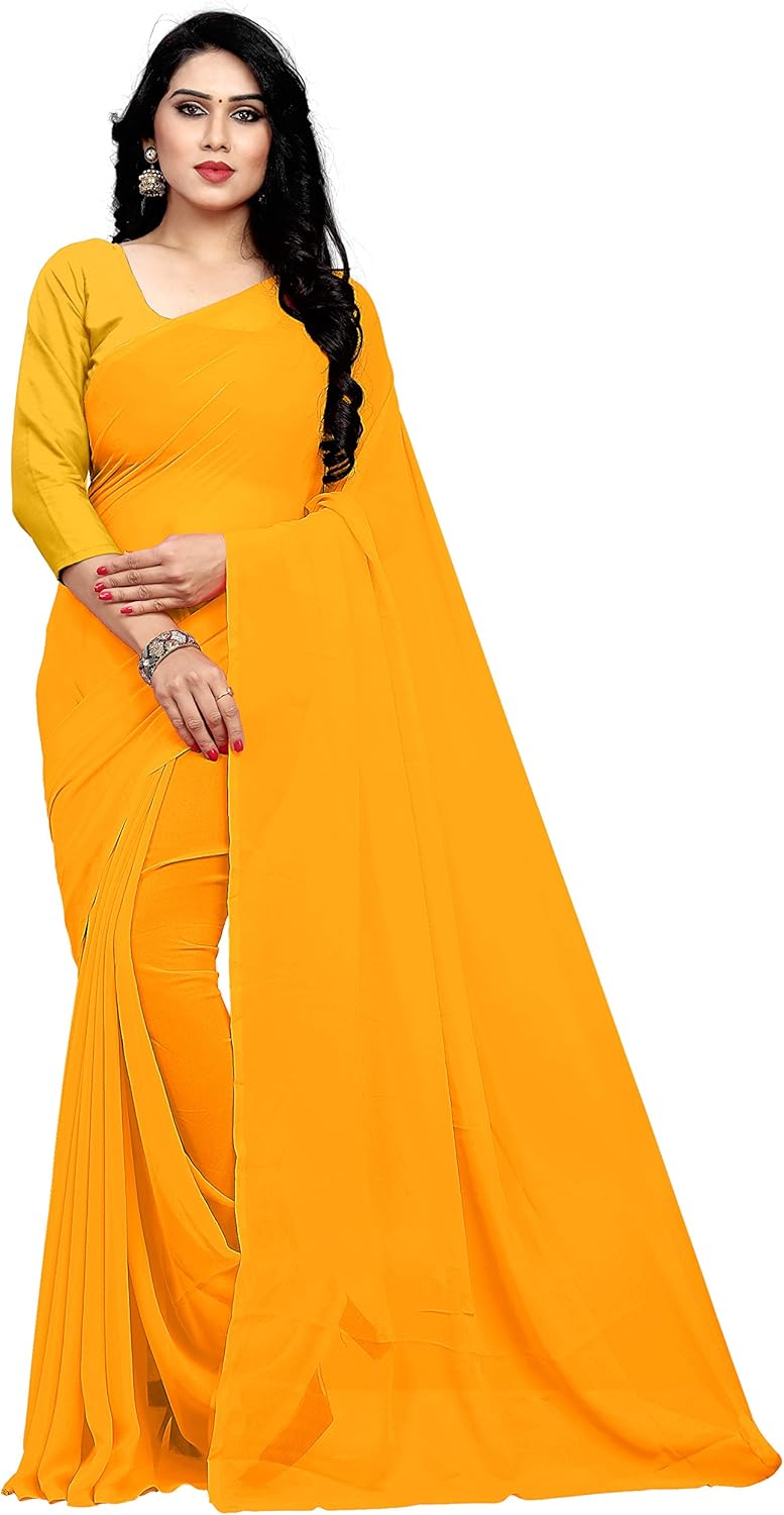 Women's Georgette Saree With Unstiched Blouse Piece