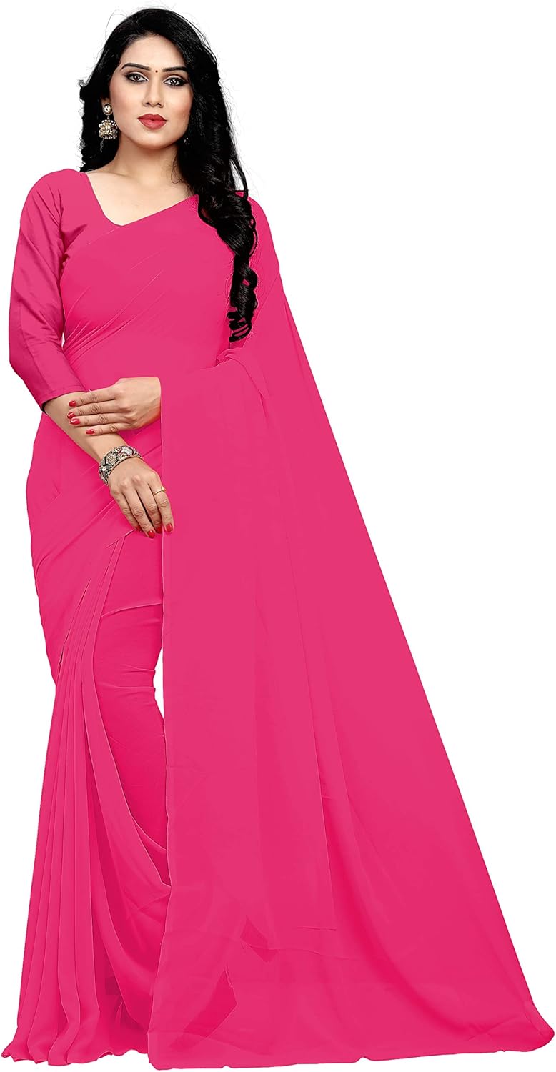 Women's Georgette Saree With Unstiched Blouse Piece