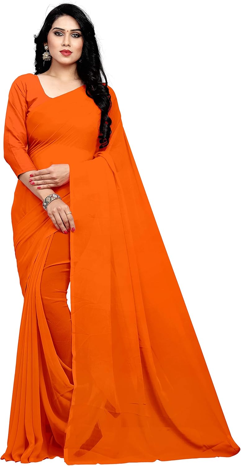 Women's Georgette Saree With Unstiched Blouse Piece