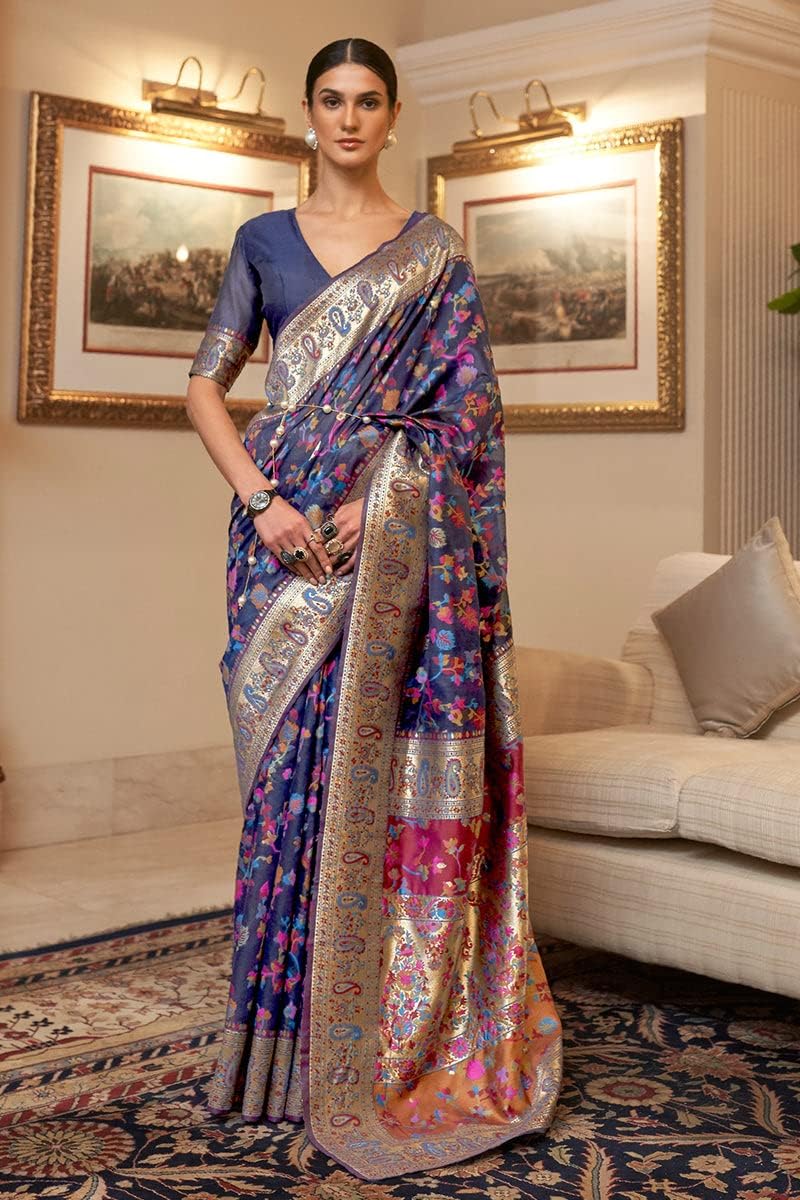 Women's Kanjivaram Soft Silk Saree With Blouse Piece 6.3metres