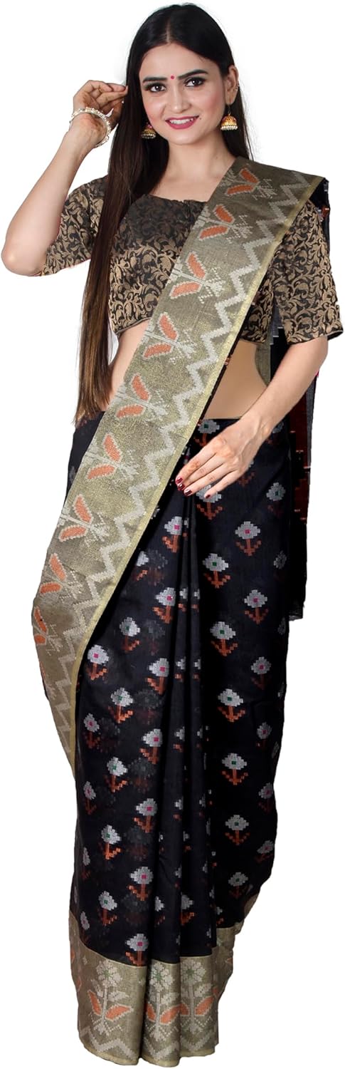 Chandrakala Banarasi Saree for Women with Unstitched Blouse Piece Indian Wear (1436-P)