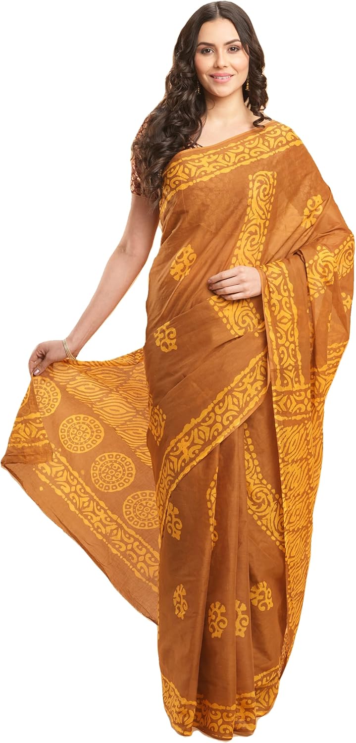 Temple Border Printed Sambalpuri Ikat Pure Cotton Saree - Traditional Elegance with Handcrafted Border Print