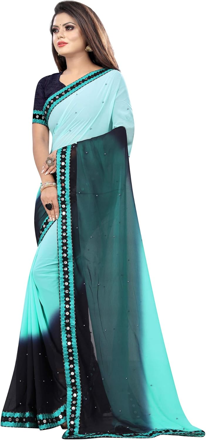 Women's Georgette Indian Saree with Blouse Piece