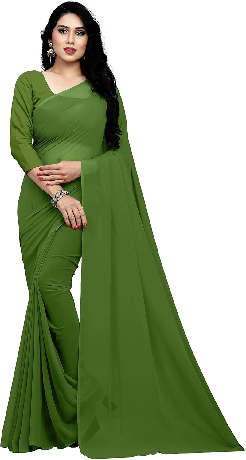 Women's Georgette Saree With Unstiched Blouse Piece