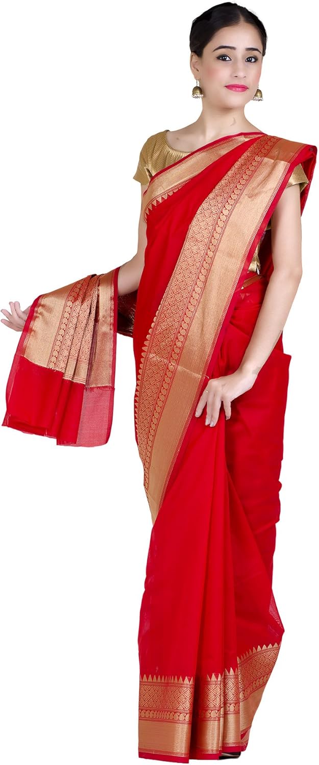 Chandrakala Banarasi Saree for Women with Unstitched Blouse Piece Indian Wear (1258)