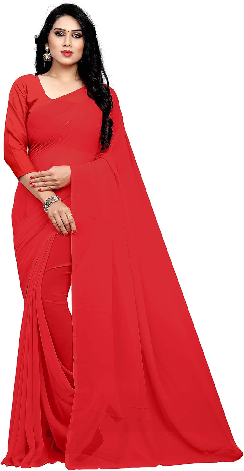 Women's Georgette Saree With Unstiched Blouse Piece