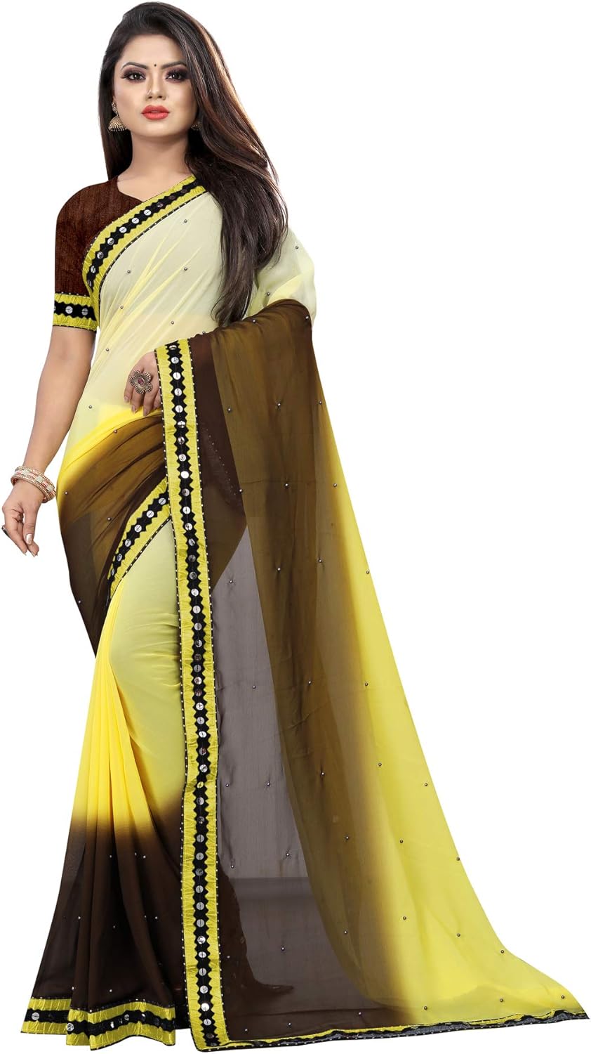 Women's Georgette Indian Saree with Blouse Piece