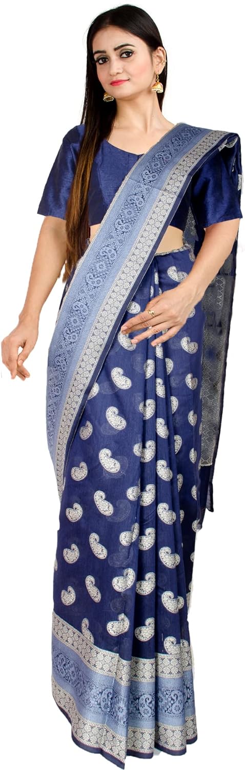 Chandrakala Banarasi Saree for Women with Unstitched Blouse Piece Indian Wear (1436-P)