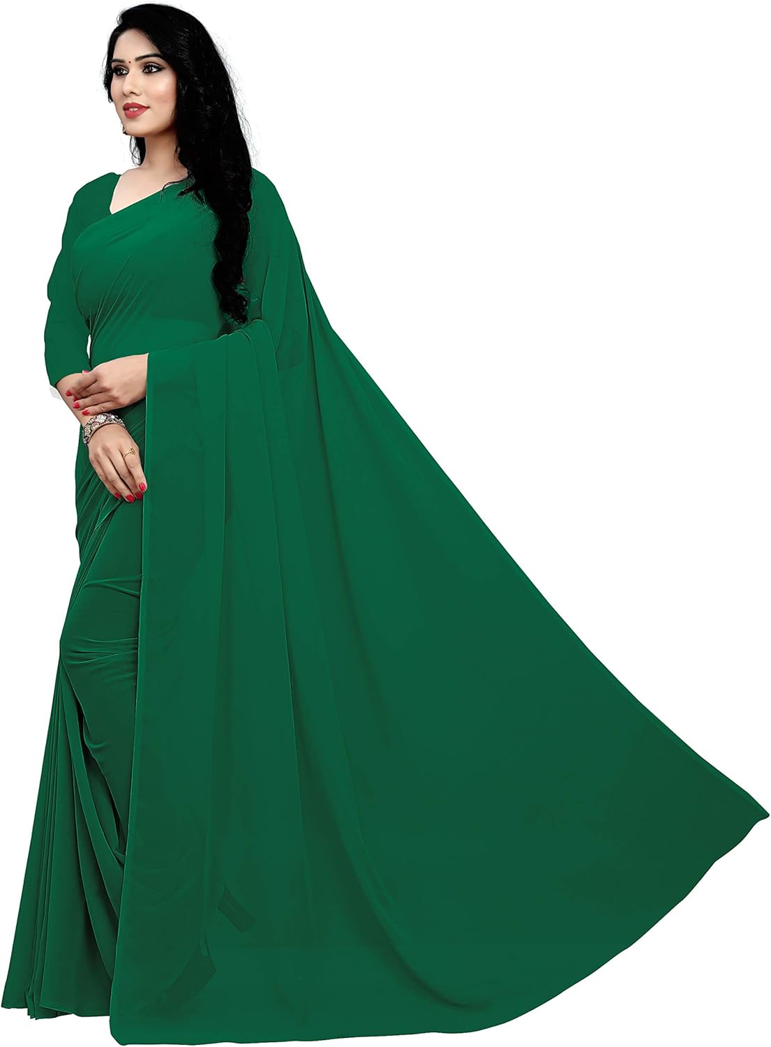 Women's Georgette Saree With Unstiched Blouse Piece