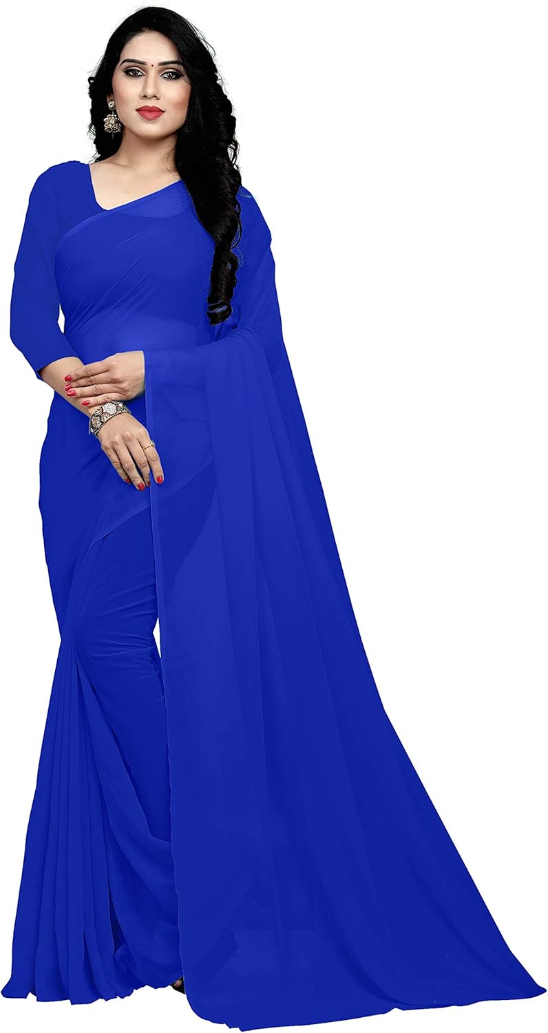 Women's Georgette Saree With Unstiched Blouse Piece