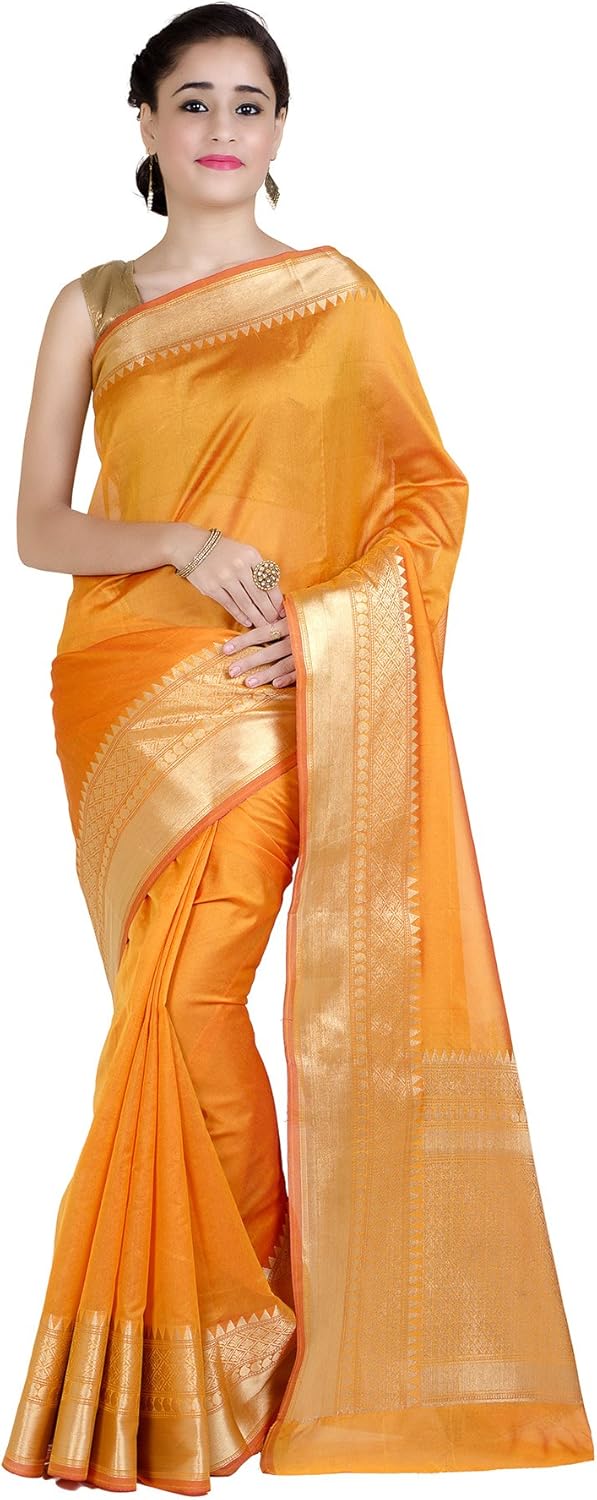 Chandrakala Banarasi Saree for Women with Unstitched Blouse Piece Indian Wear (1258)